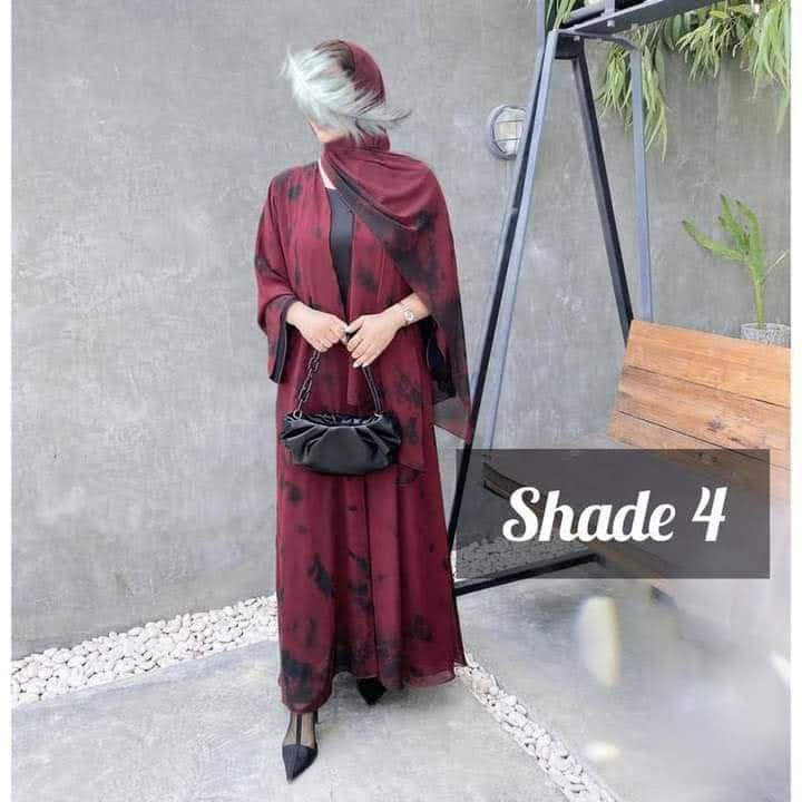 TYe-Dye Double Layered Fashionable Printed Abaya