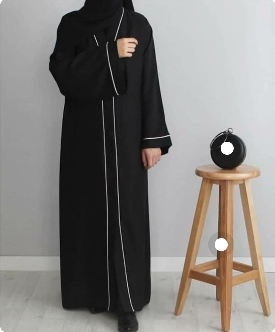 Black Abaya with white Lace work