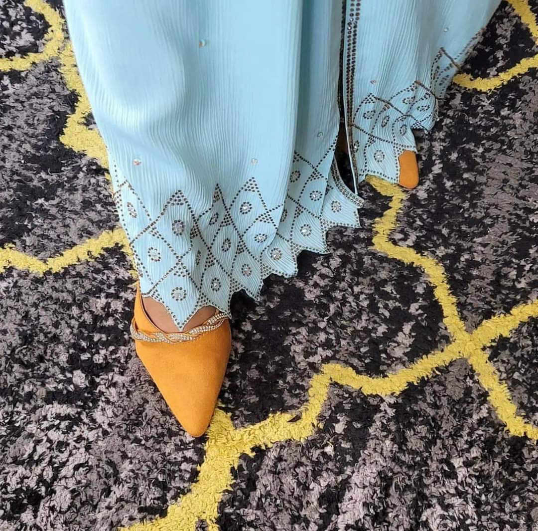 Sky Blue Abaya with Laces in Hand Abaya