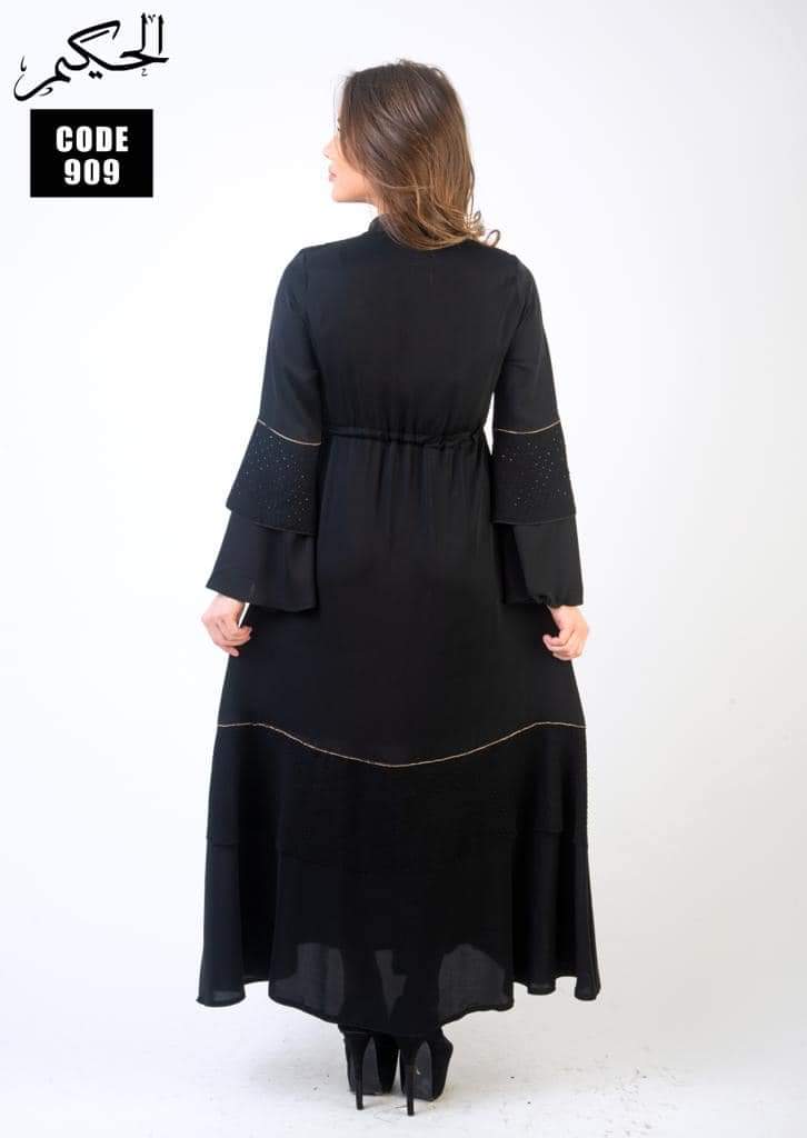 Premium Black Straight Abaya with Stone Works on borders