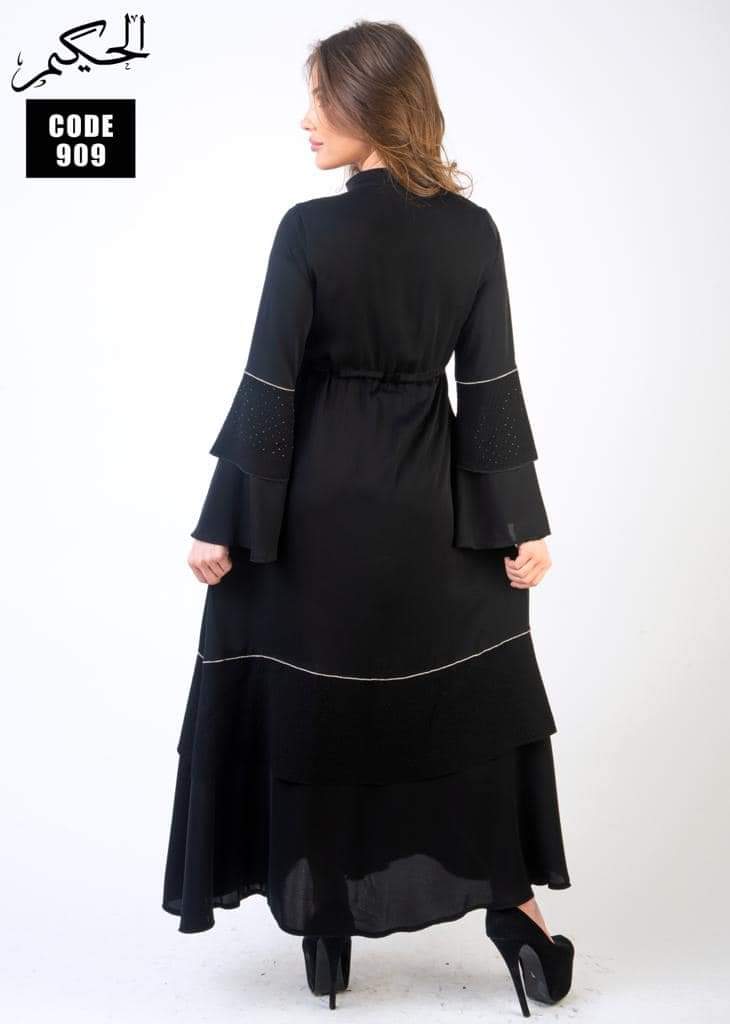 Premium Black Straight Abaya with Stone Works on borders