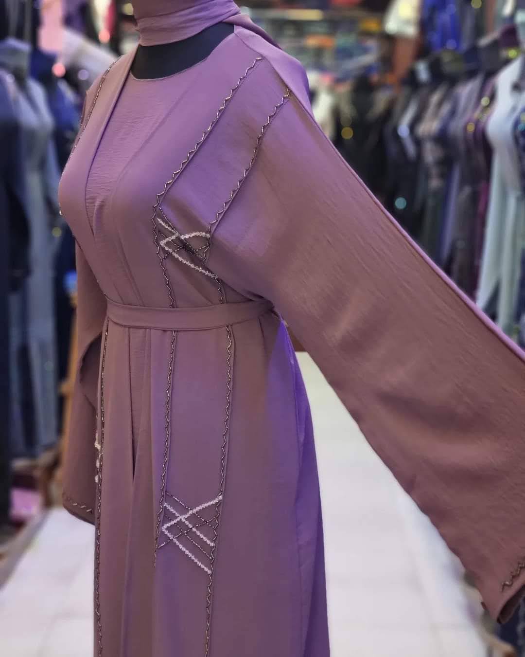 Straight Purple Luxury Abaya with Belt