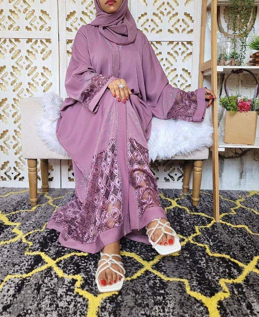 Pink Nida Abaya with Beautiful Laces