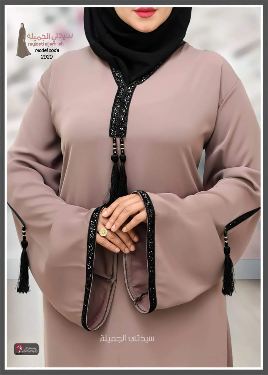 Coffee Color Abaya with Laces work