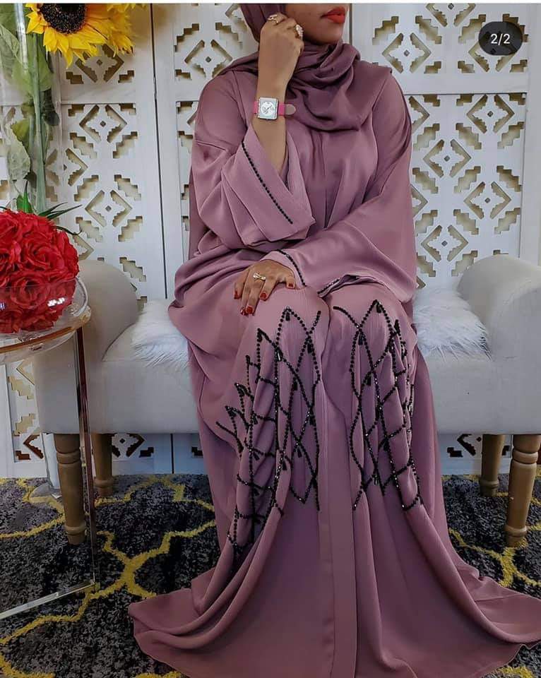 Purple Handwork Abaya
