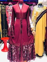 Zoom Abaya with Laces and Stone embedded