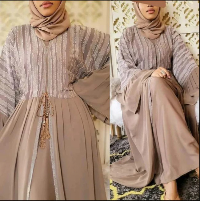 Brown Abaya Front Open comes with Belt