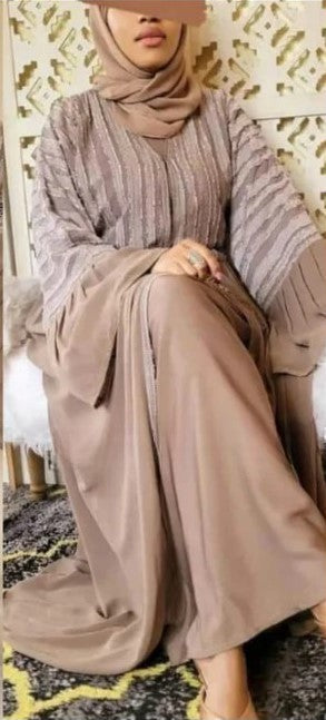 Brown Abaya Front Open comes with Belt