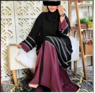 Beautiful Black and Maroon Straight Abaya