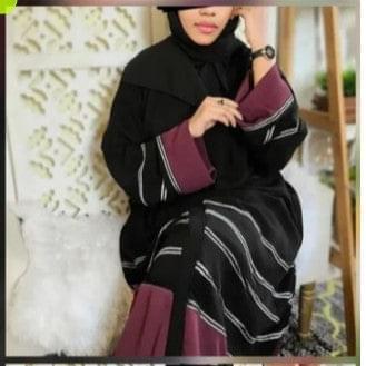 Beautiful Black and Maroon Straight Abaya